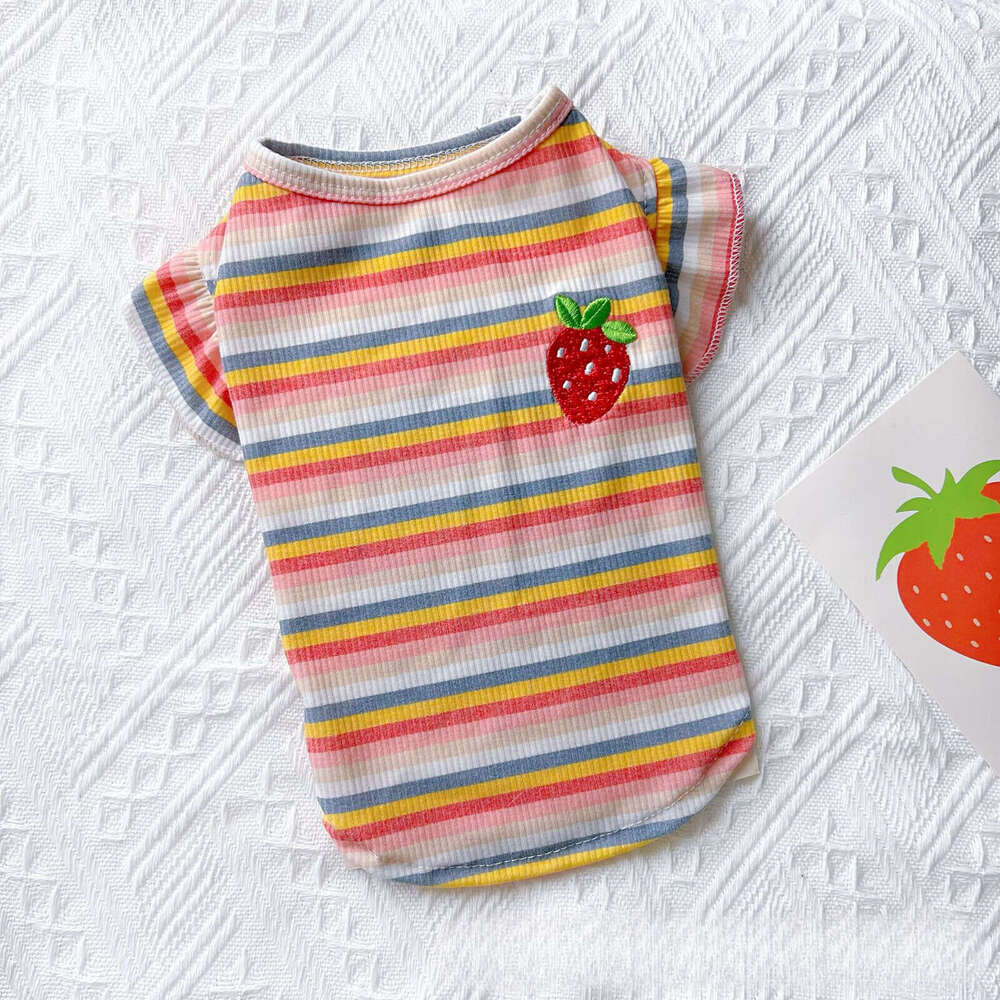 Famous brand New Rainbow Striped Pet Dog Cat Summer Ins Thin Clothes Puff Sleeve Vest Princess Style Dress pupakaIK