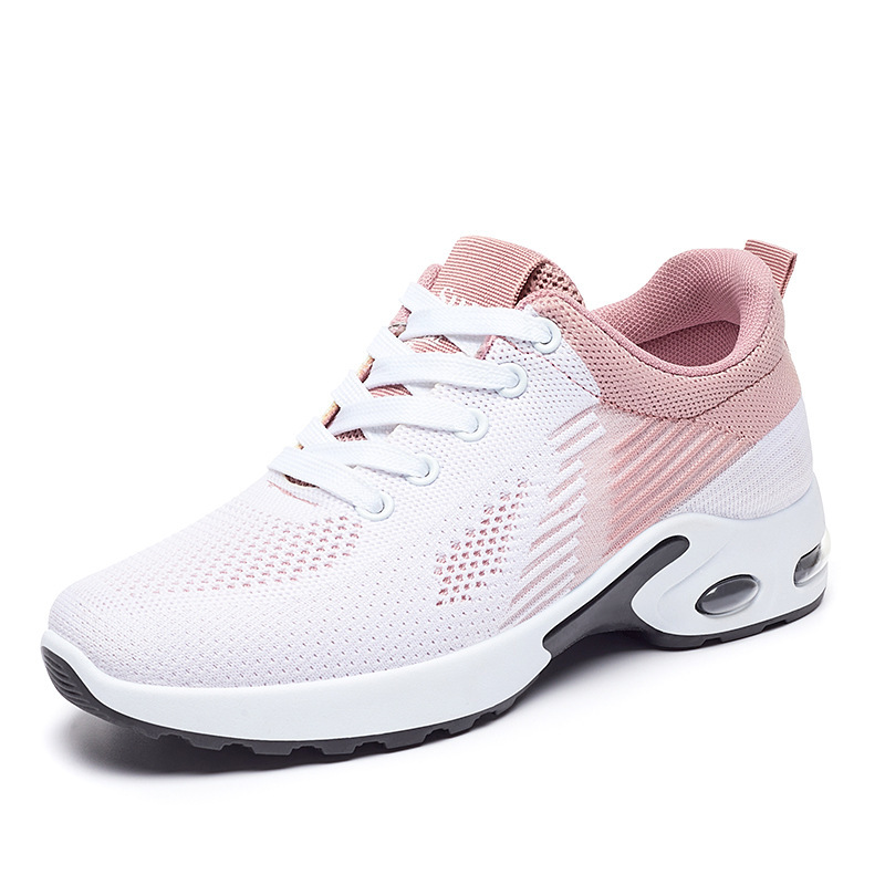 Women's gradient color air cushion sports shoes, breathable mesh lace up casual walking shoes