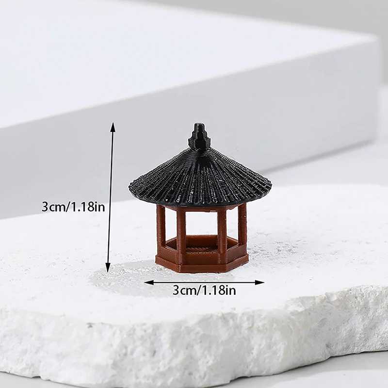 Mini Pagoda Statue Fairy Garden Decor Pavilion Hexagon Asian Exotic Environments Flower Vase Aquarium Dollhouse Decor ForT260415