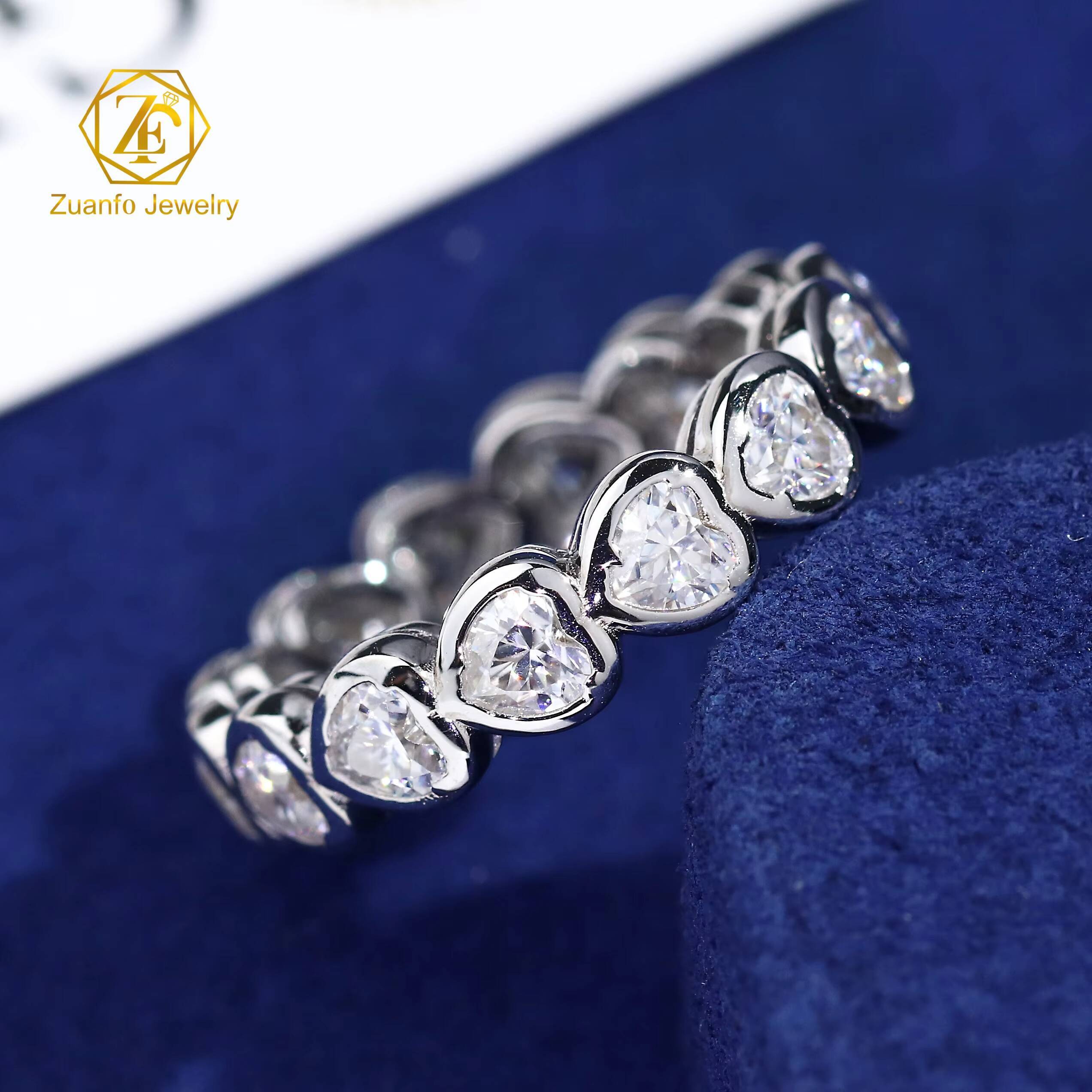 Fine Jewelry S925 Silver Princess Emerald Round Cut Vvs d Color Eternity Moissanite Hip Hop Tennis Ring for Men and Women