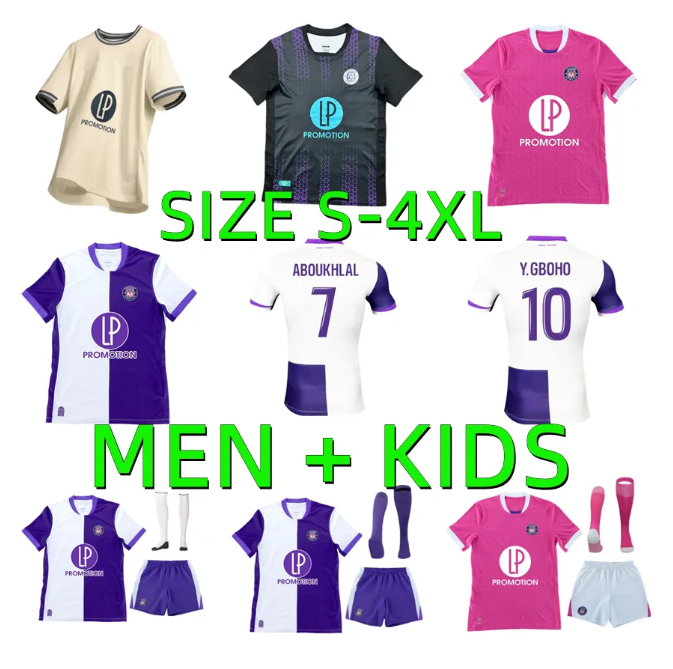 25 26 Club Toulouse soccer jerseys DALLINGA maillot de foot 2025 2026 BABICKA NICOLAISEN Y.GBOHO ABOUKHLHL CISSOKO JR. NICOLAISEN CASSERES Men kids football shirts