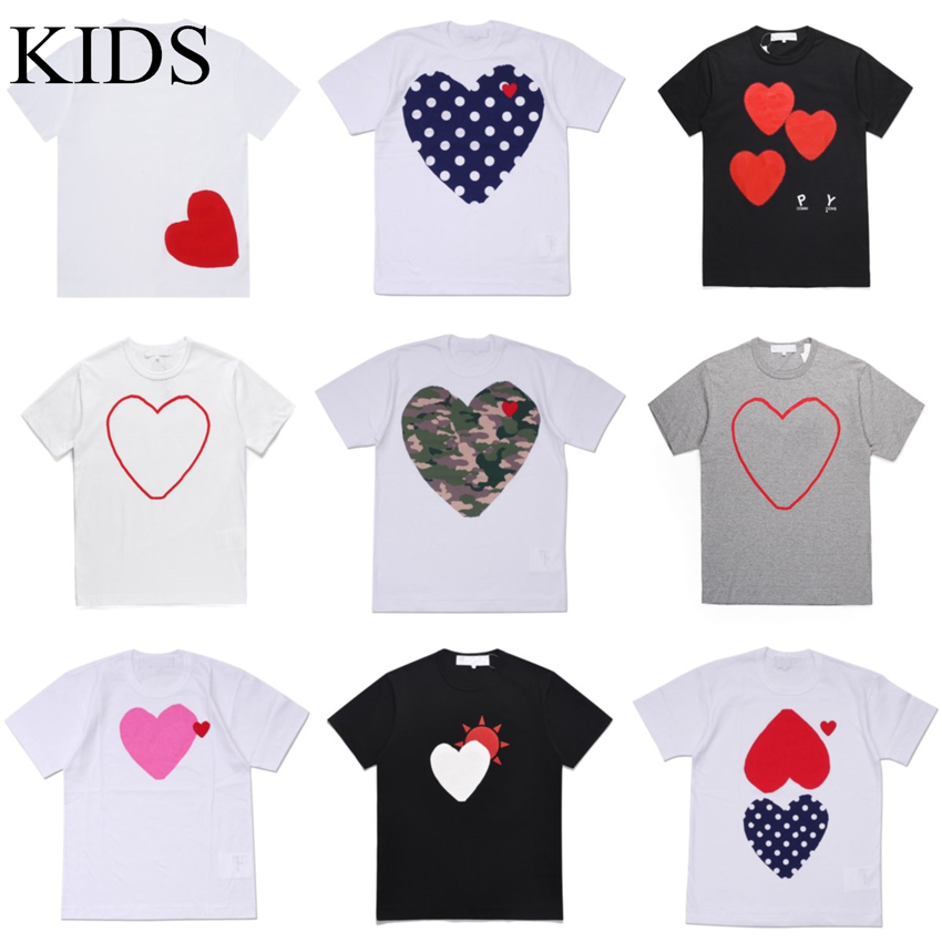 Children Designer Tshirt play Shirts Kids comme de garson t shirt luxury Red Heart Eyes print T-shirt Cotton breathable Tops Boys girls Crew Neck Tees Summer Clothes u