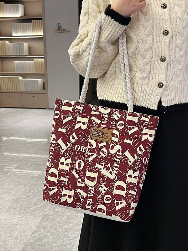 Women's Bag 2026 New Fashion Tote Bag Printed Fashion Korean Edition Large Capacity Shopping Handbag Shoulder Bag Canvas Bag