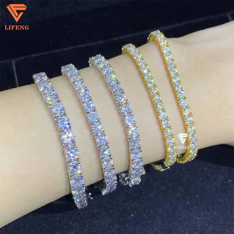 LiFeng Jewelry High Quality Tennis Chain Pass Diamond Tester 925 Sterling Silver 3mm-6mm Moissanite Tennis Chain Bracelet