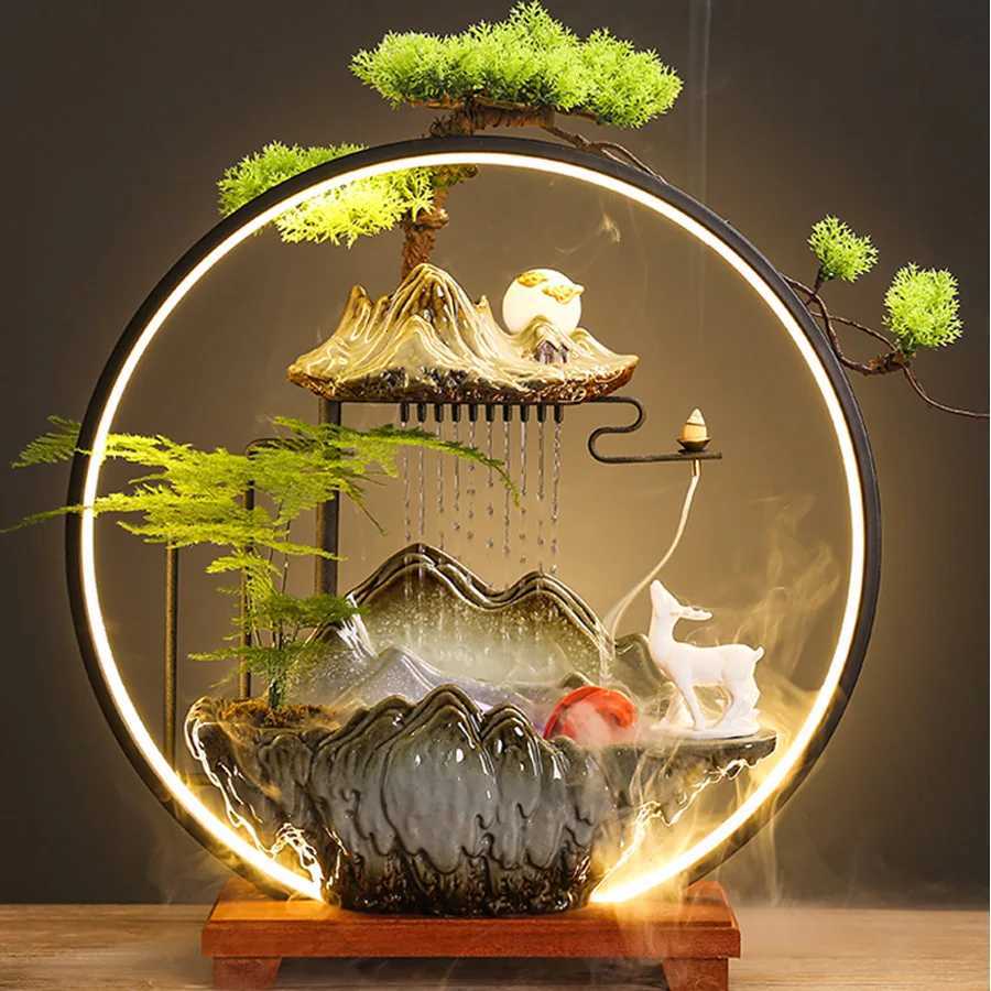 Flowing Water Aperture Office Decoration Home Recirculation Fragrance Chinese Fountain Living Room Humidifier housewarmingT260415
