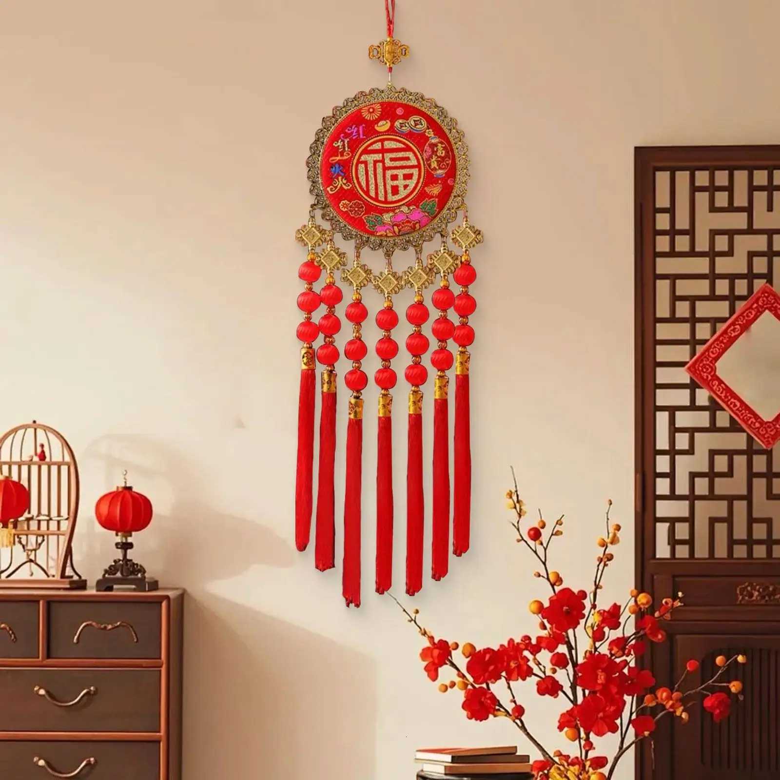 2026 Wooden Chinese Knot Lucky Character Pendant for New Year Spring Festival Home Decor Housewarming Gift Bedroom CelebrationT260415