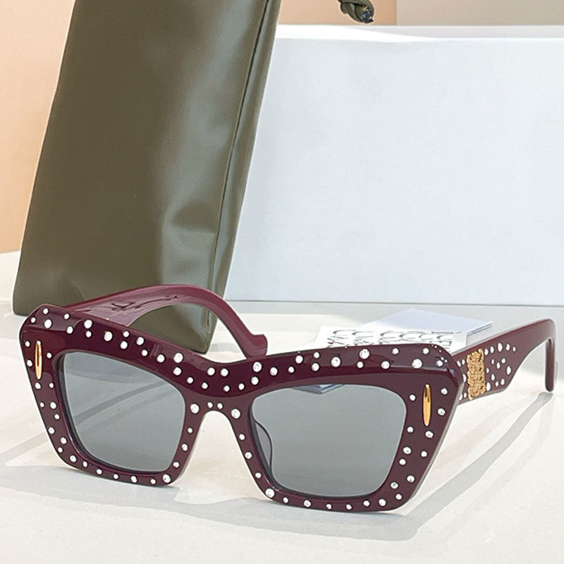 Designer Womens Diamond Sunglasses Luxury Brand Lady Rectangular Glasses Acetate Fiber Frame Personalized Exquisite Design LW4116I Top Quality
