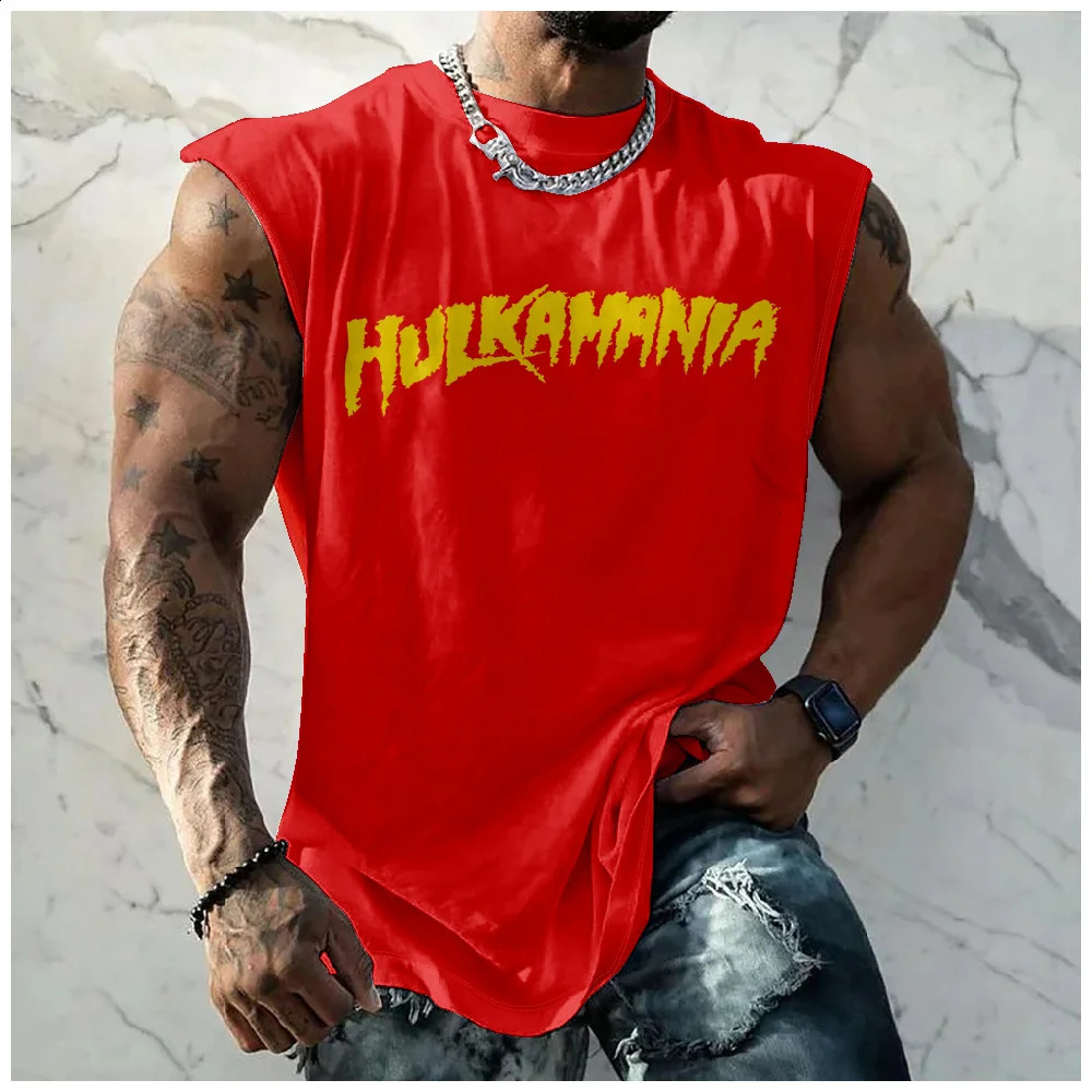 Hulkamania Tank Tops Hulk Hogan Rip Unisex Sleeveless Sport Gym Vest Women Men Outdoor Streetwear Tops 260414