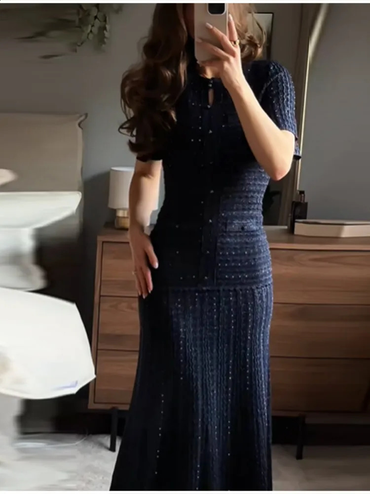 European American Fashion Womens Button Down Sequin Dress Slim Fit Maxi Dress Female Wedding Guest Cocktail Vacation Gown 260414