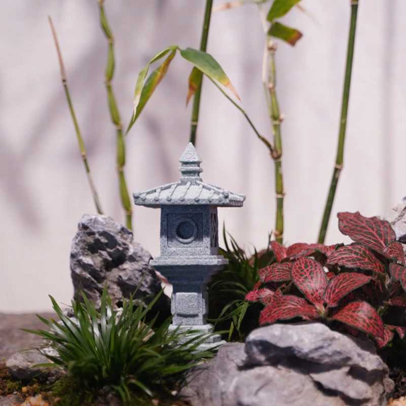 Retro Gazebo Chinese Lanterns Mini Pagoda Model Decoration Stone Miniature Statue Sandstone Home Garden Decor AccessoriesT260415