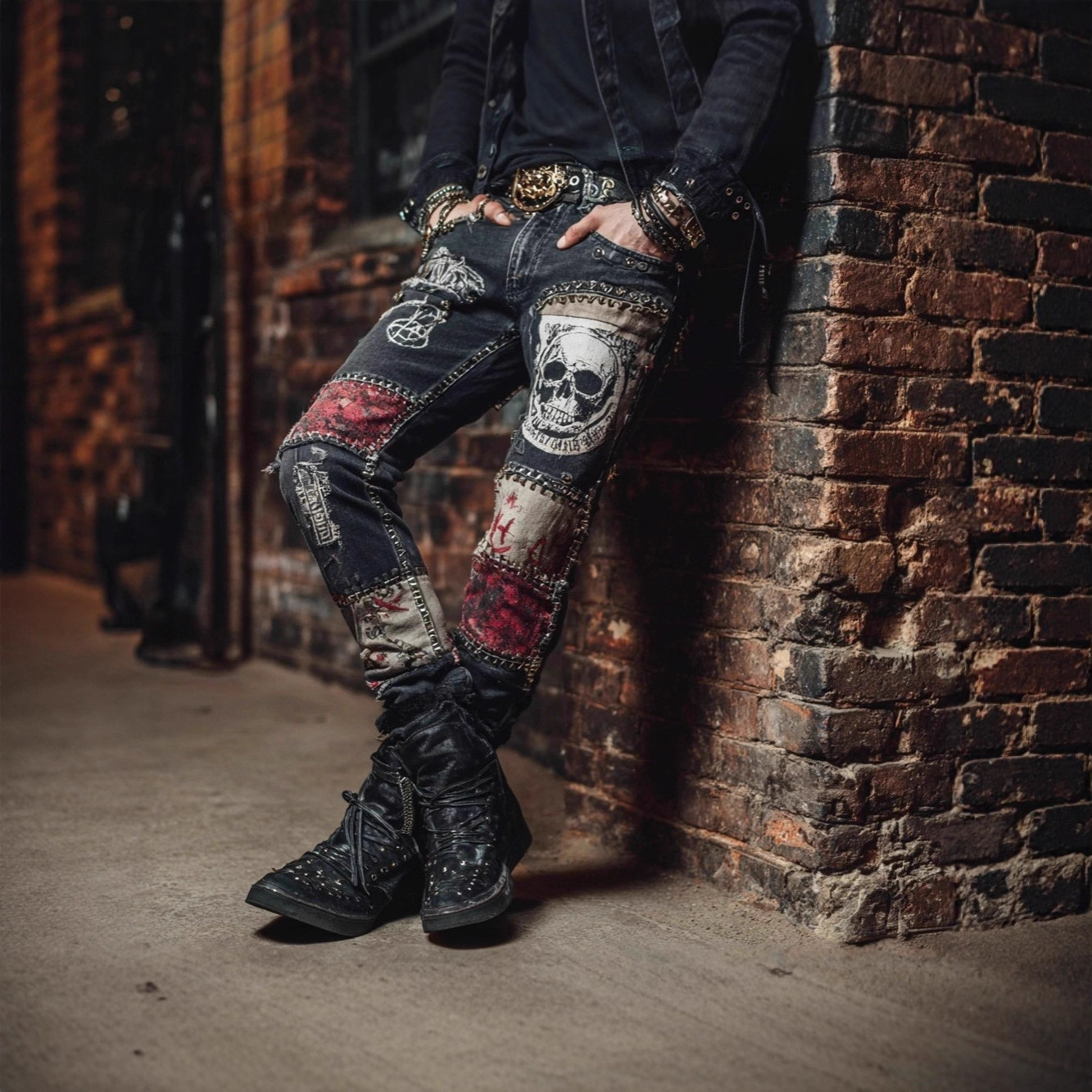 jeans for mens designer Wide Rock Revival Ripped Wash Patchwork Jeans Embroidered Sports Jeans Party Jeans Summer Jeans Guys' Jeans Men's De