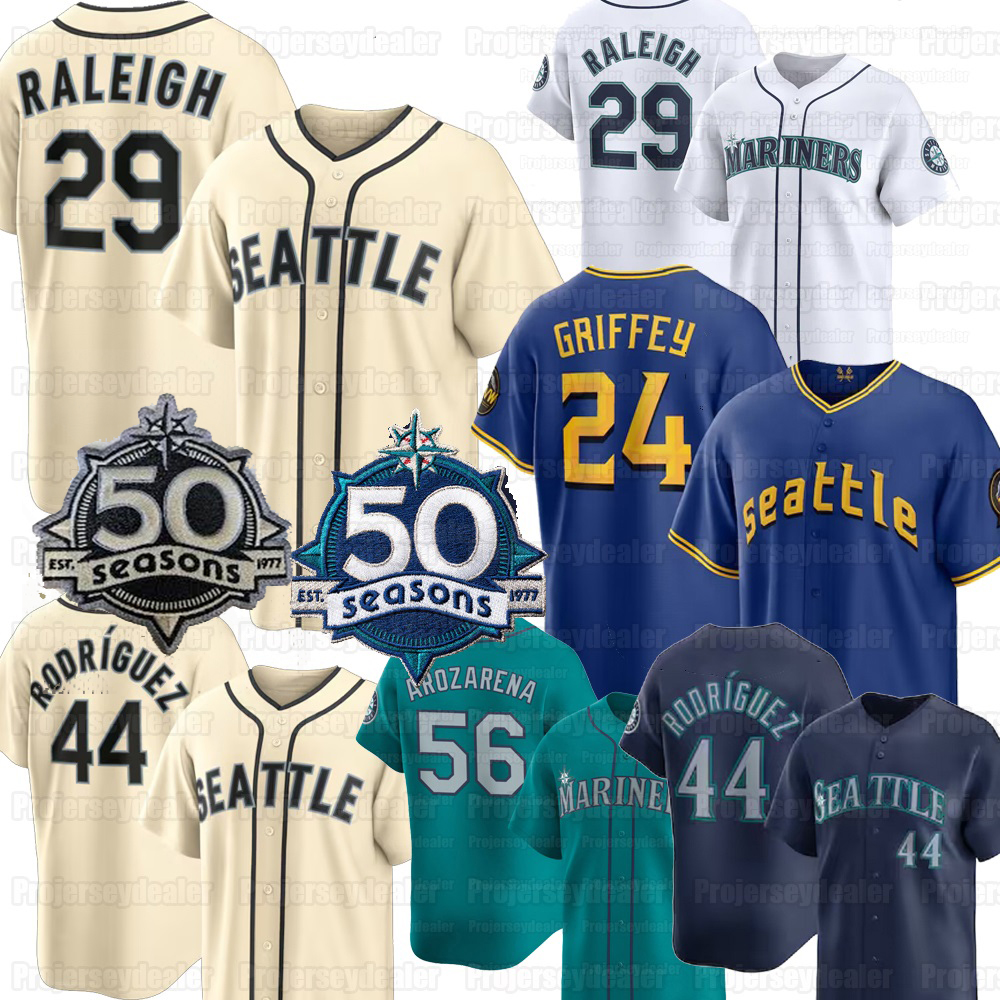 29 Cal Raleigh Mariners Randy Arozarena 2026 50th Steelheads Jersey Josh Naylor JP Crawford Julio Rodriguez Ken Griffey Jr Rowdy Tellez Mitch Garver S