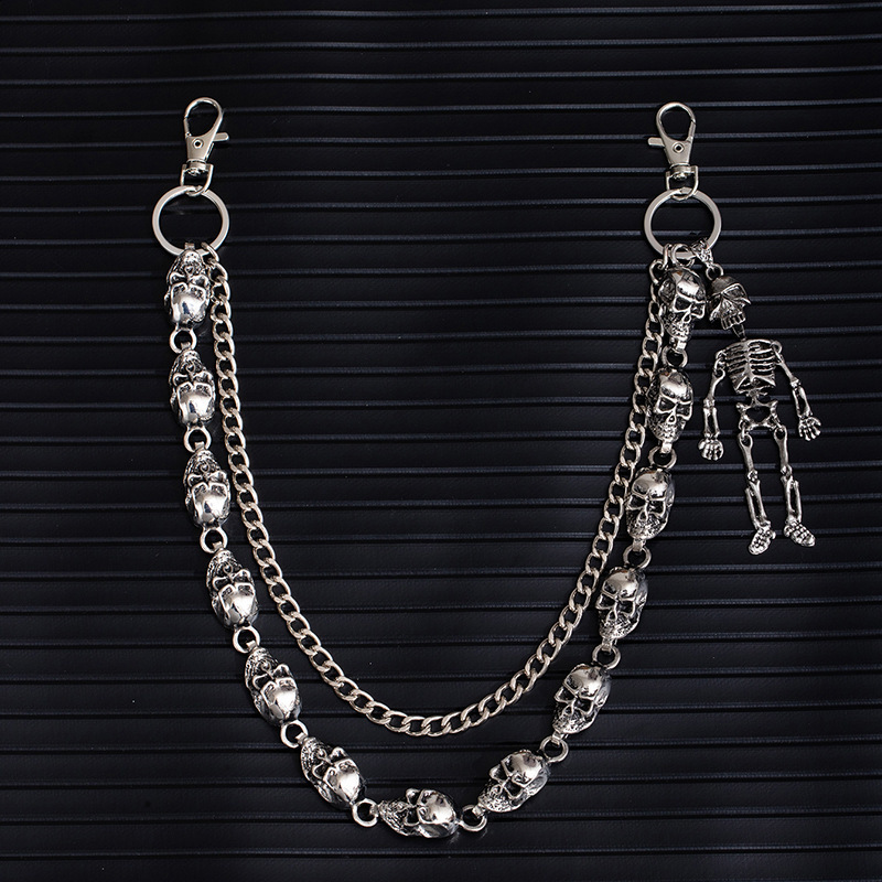 Model Skull Pants Chain Stainless Steel Round Beads Combination Locomotive Chain Punk Men And Women Accessories 251023