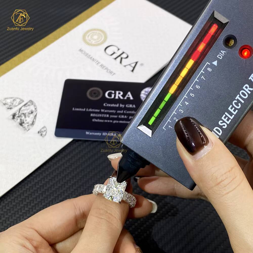 Fast Shipping Factory Direct Sale 925 Sterling Silver Radiant Cut Ice D VVS Moissanite Ring 5 Ct 34mm 911mm Gift Product