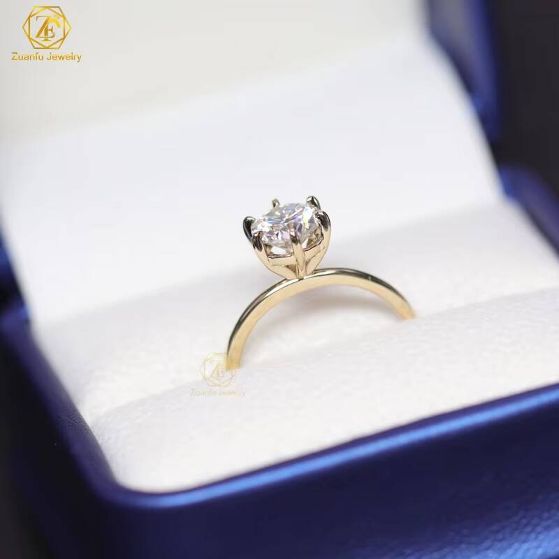 Pass Diamond Tester 65mm 1CT Diamond 18K Yellow Gold Ring Beautiful Flower Holder D VVS Moissanite Ring Fashion Design