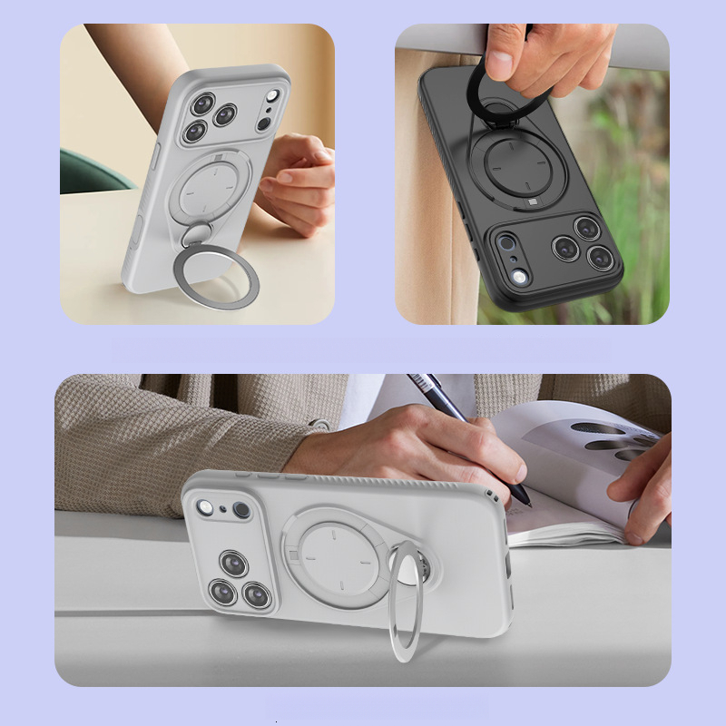Factory direct sale: suitable for Apple series cases, magnetic skin-feel stand, anti-drop 17promax phone protective cover