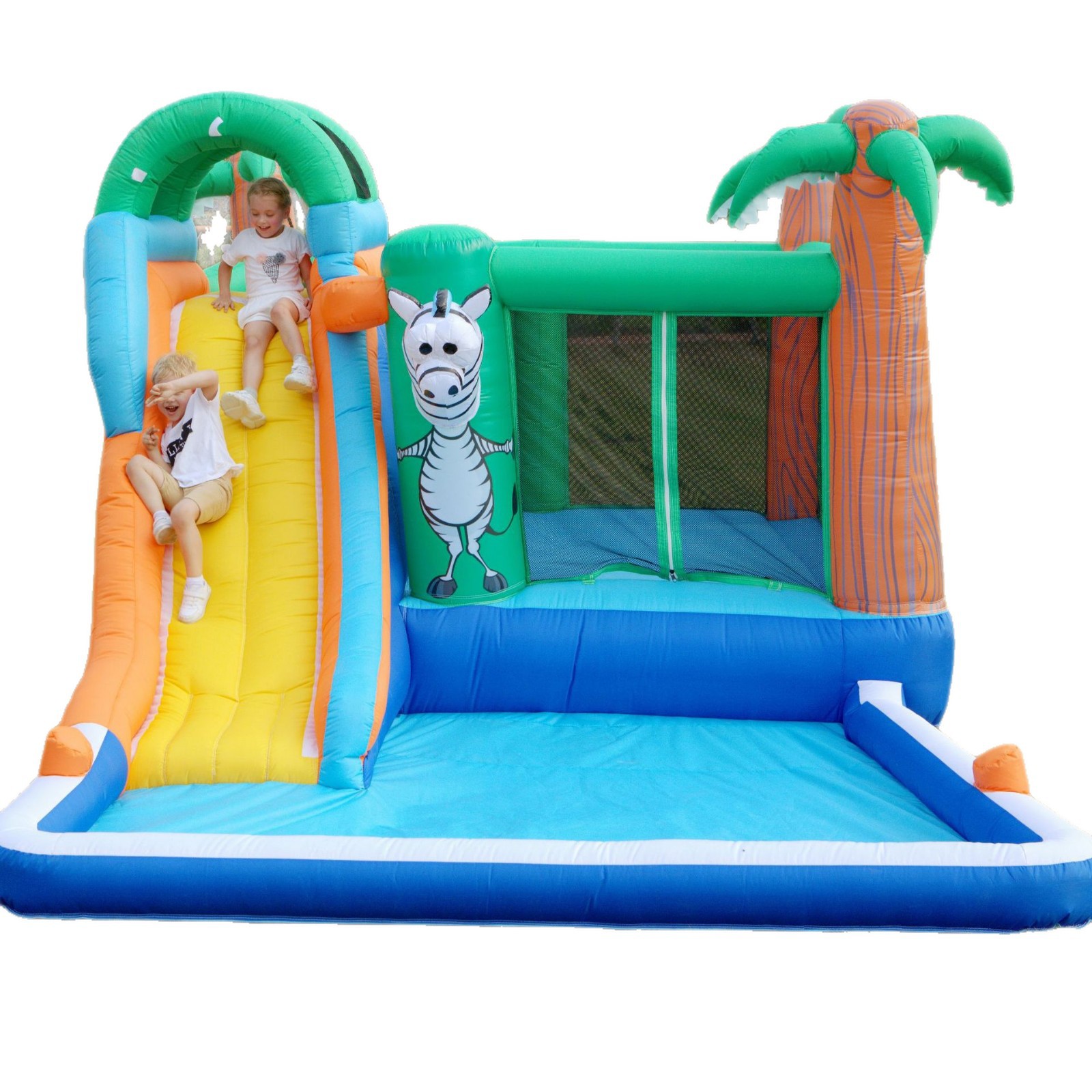 wholesale 4 5x3x2 5mH (15x10x8 2ft) Water Slide Inflatable Bounce House for Kids Outdoor Garden Party Game Bouncer Castle jumper bouncy Slides Park