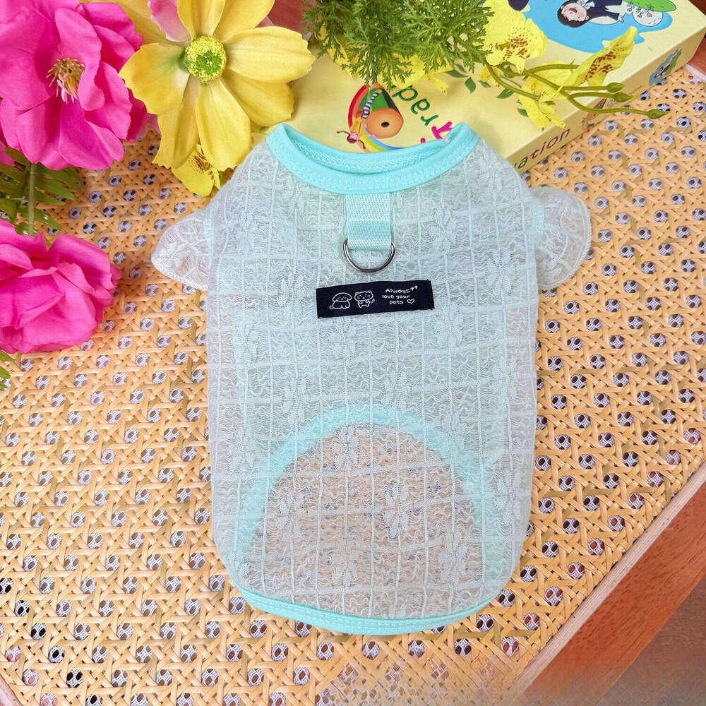 Summer Thin Mesh Hollow Pet Clothes Breathable Flying Sleeve Vest Cute Dog Cat Apparel For Small Dogs Teddy Bichon Puppy Kitten pupakaIK