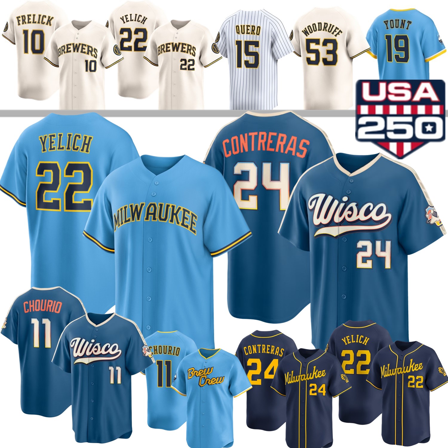 MilwaukeeS Brewers Jersey Jackson Chourio Brewerses William Contreras Jesus Made Brandon Woodruff Jeferson Quero Yelich Williams Misiorowski Rengifo MilwaukeeS Brewers Jersey Jackson Chourio Brewerses William Contreras Jesus Made Brandon Woodruff Jeferson Quero Yelich Williams Misiorowski Rengifo