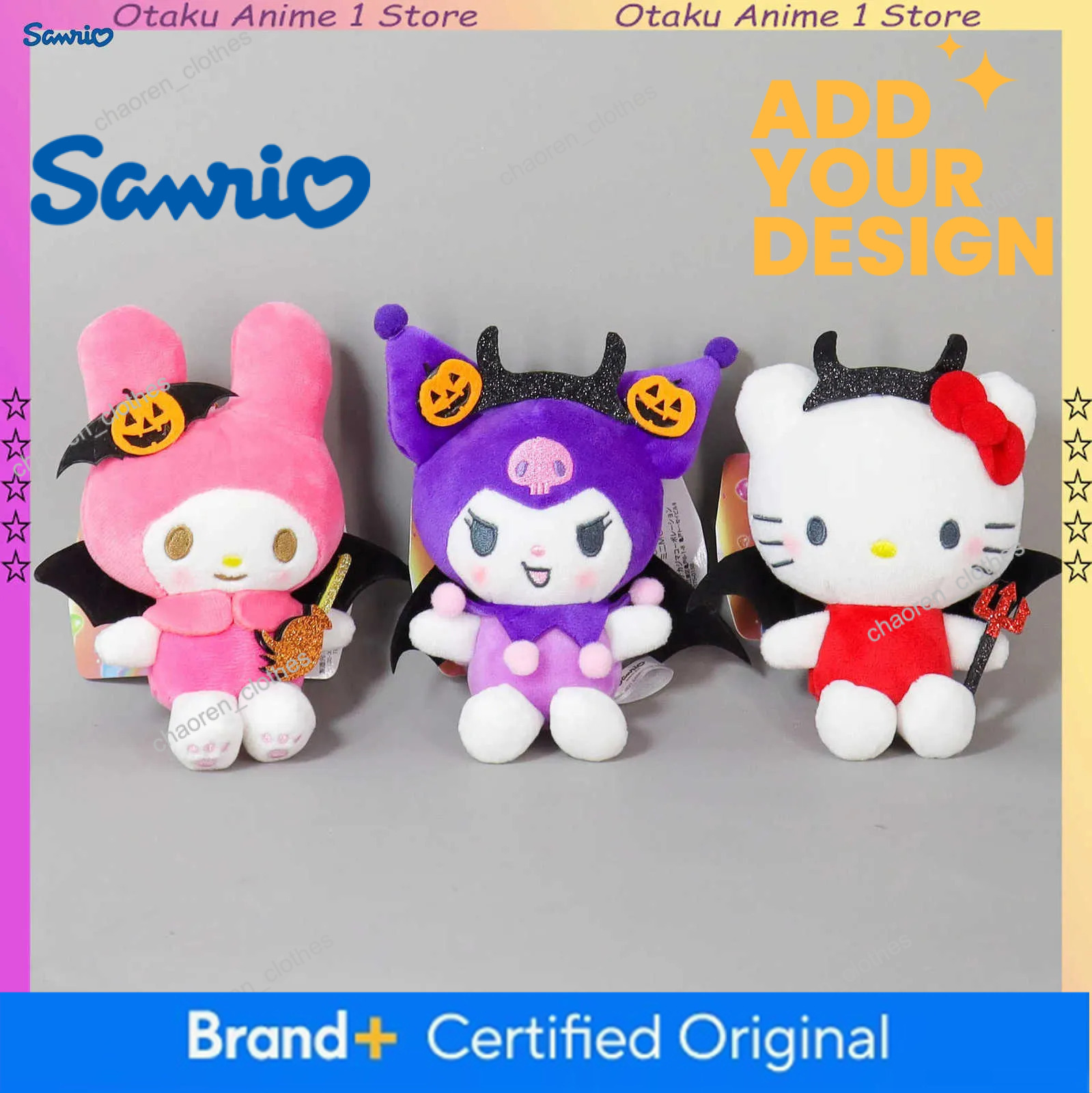 Sanrio KAWaii Hello KitTY Kuromi Halloween Pendant Melody Keychain Bag Decoration Mini Doll Holiday Gift for Girl