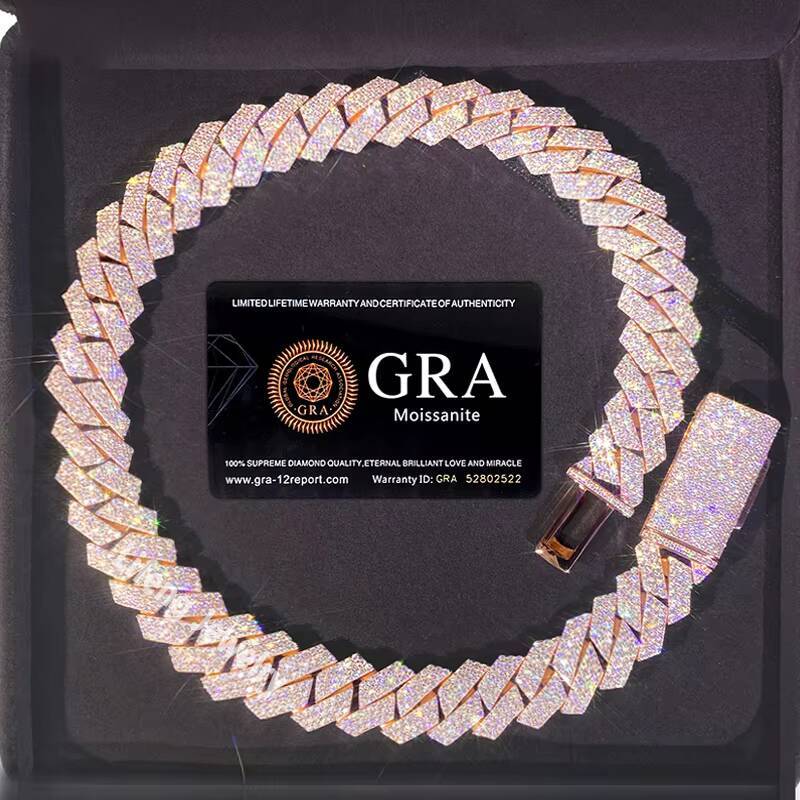 Hot Sale Custom Fine Jewelry Necklace Hip Hop Bling Heavy Chain for Men Gra Certificated 925 Silver Cuban Link Moissanite Chain