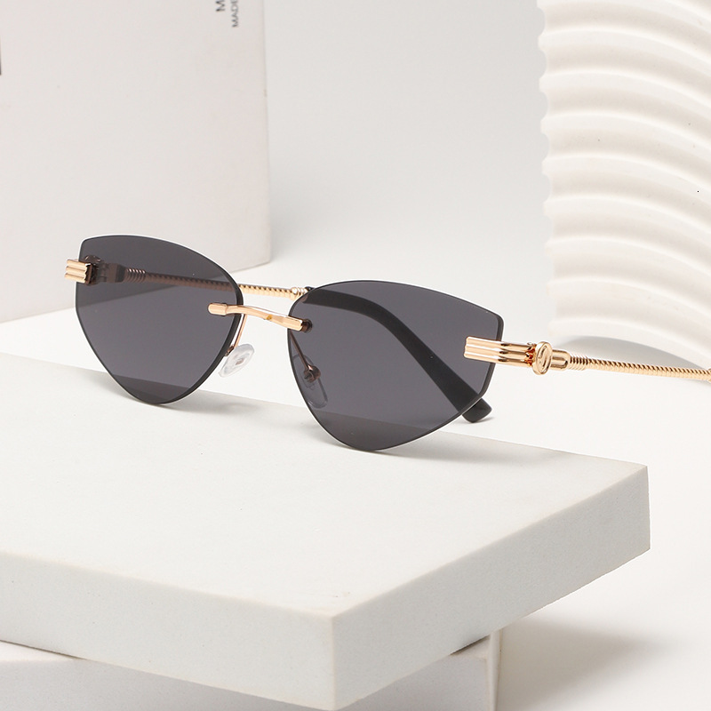 New Cross-border Metal Frameless Women's Designer Sunglasses With European And American Styles Fashionable And Unique Men's Outdoor UV Resis