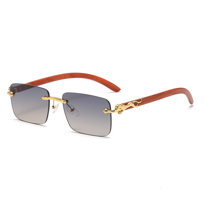 2025 New Fashionable Frameless Cutting Edge Outdoor Sunglasses Fashion Personality Leopard Pattern Arm Designer Sunglasses Cross Border Glasses Wholes