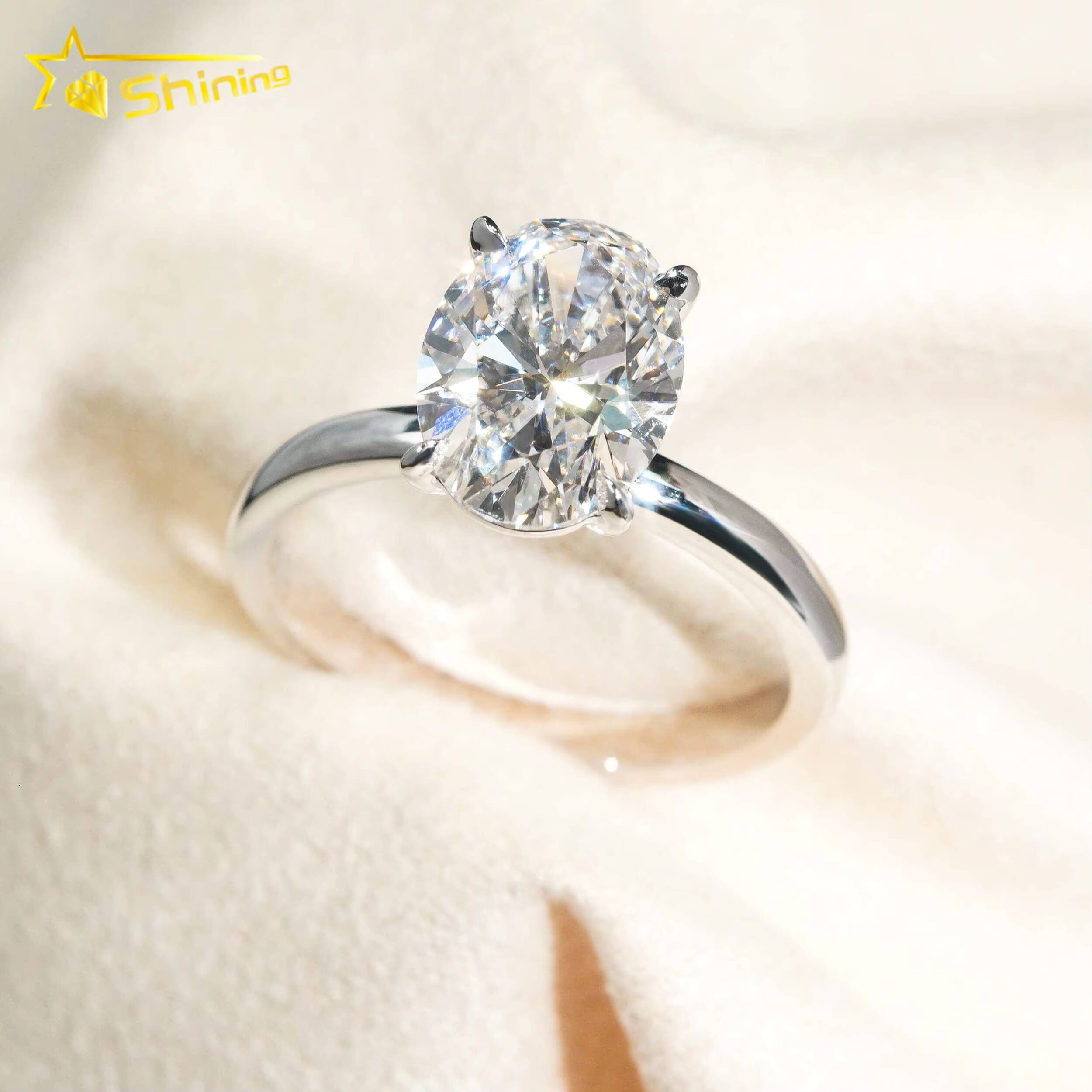 Big Oval Solitaire Brilliant Cut 304ct VS1 Lab Grown Diamond CVD Engagement Ring 18K Solid Gold Wedding Rings