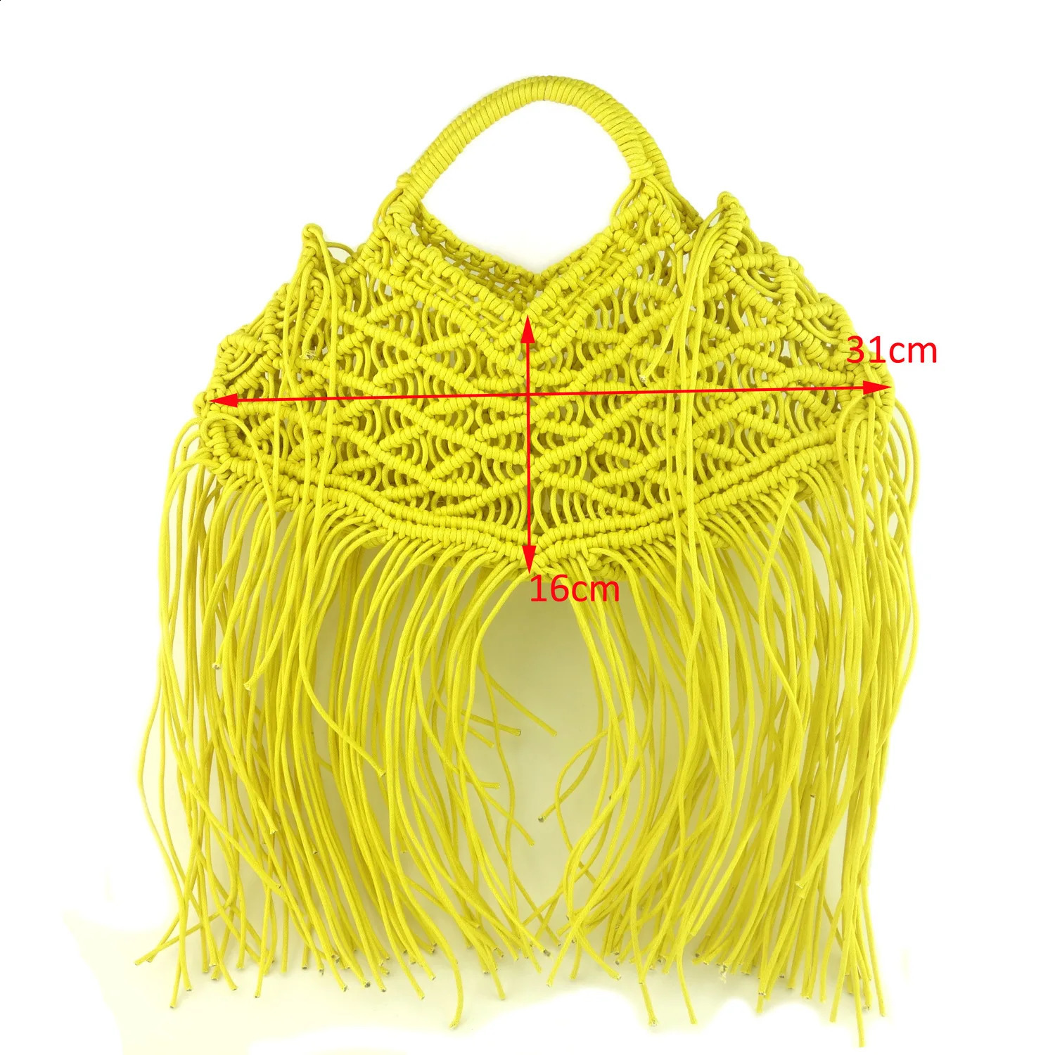 Casual Bali Summer Beach Shoulder Bag Bohemian Tassel Woven Women Handbags Large Capacity Tote n Hollow Rope Purse 260415
