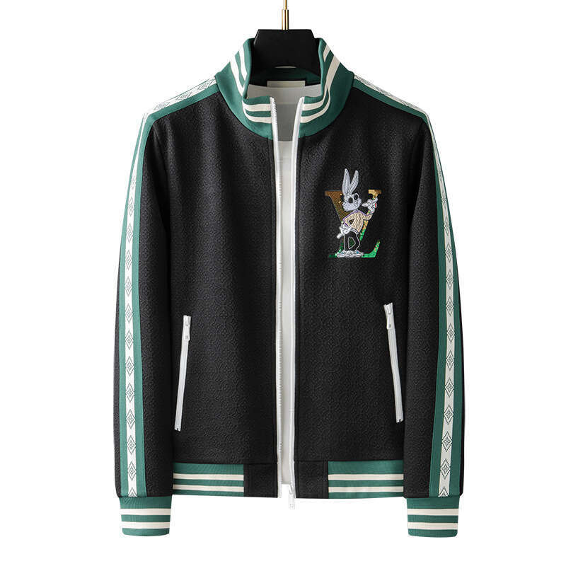 European High-End Jacquard Casual Jacket Trendy Brand Fashion Autumn New Men's Stand Collar Cardigan Sweatshirt