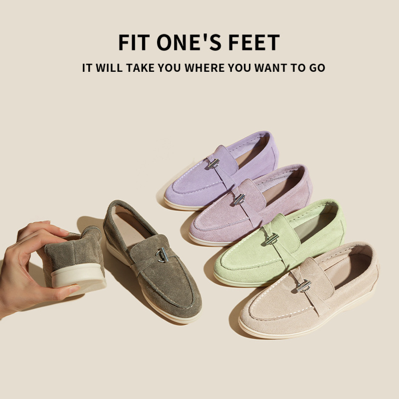 Hot new free shipping designer shoes for womens loafers beige green yellow purple pink Fashionable and versatile soft sole shallow single shoe