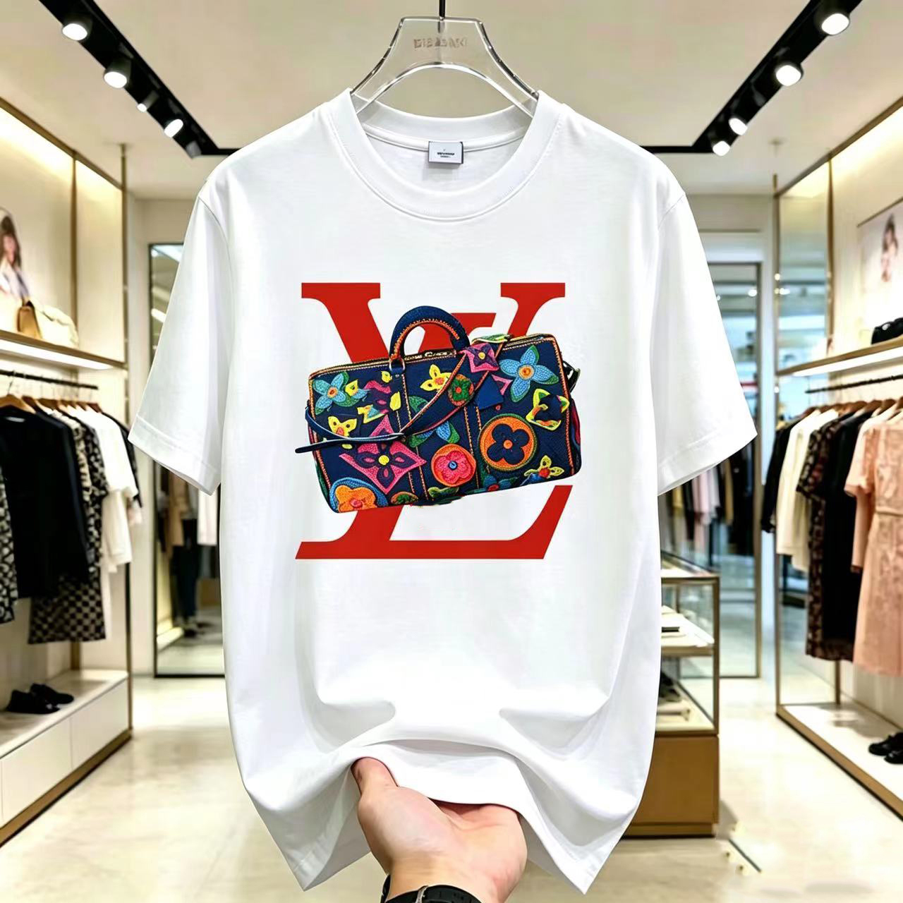 2025 new men's short sleeved shirt women's summer cotton high street loose extra large T neck trend top66 - view 4