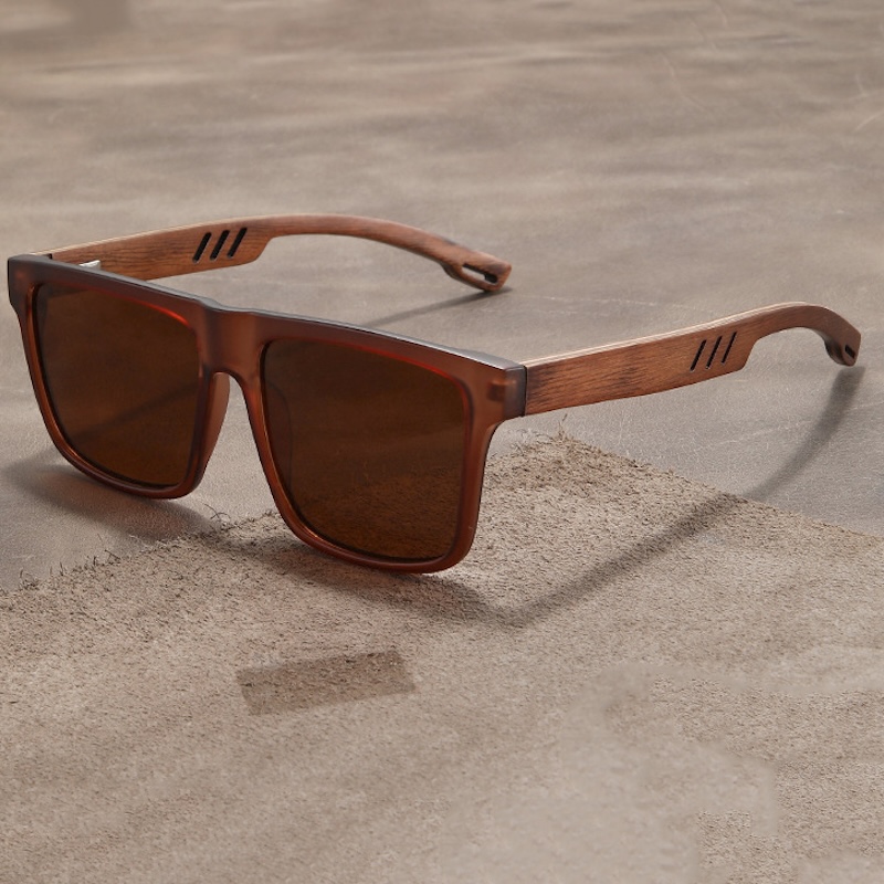 Wood Grain Polarized Sunglasses Men New High Quality Square Sun Glasses Bamboo Fashion Prescription Myopia Mirror Sports Driving Fishing Summer Beach 