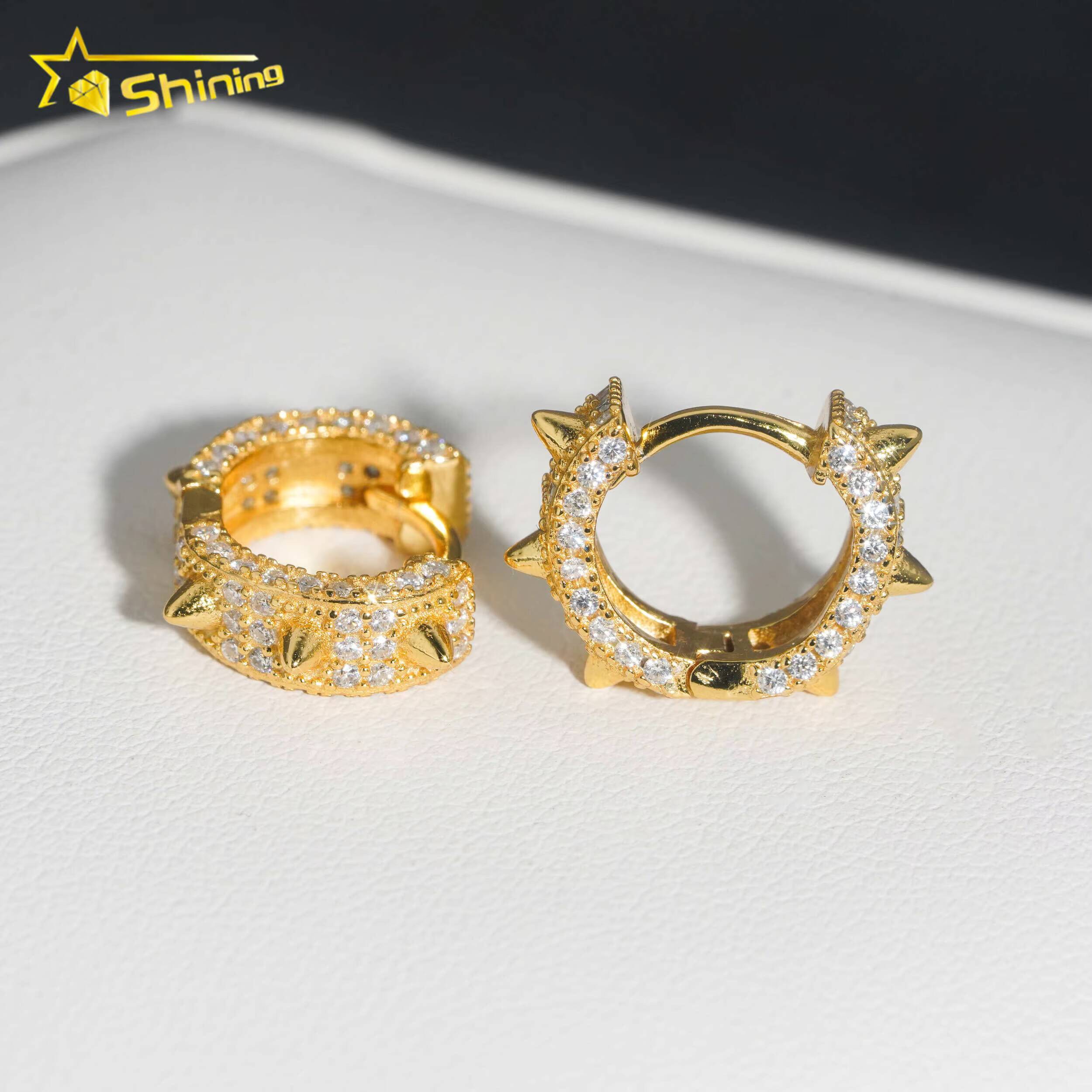 Hot Hoop Earring Fine Jewelry 925 Sterling Silver Gold Plated Iced Out VVS Diamond Moissanite Earrings