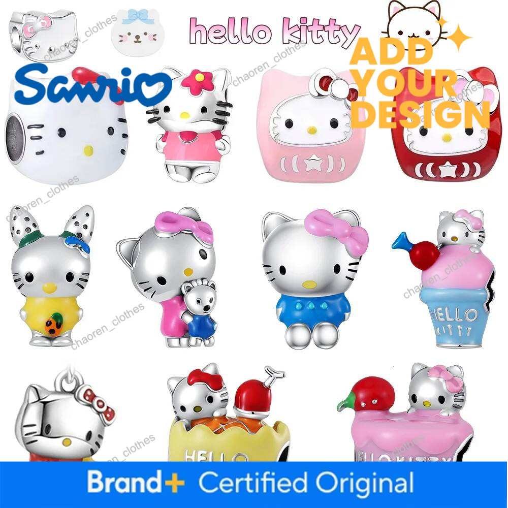 2026 Kawaii Hello Kitty 925 Silver Cartoon Cute Beads charms Suitable for Original Bracelet DIY Accessories Exquisite Jewelry