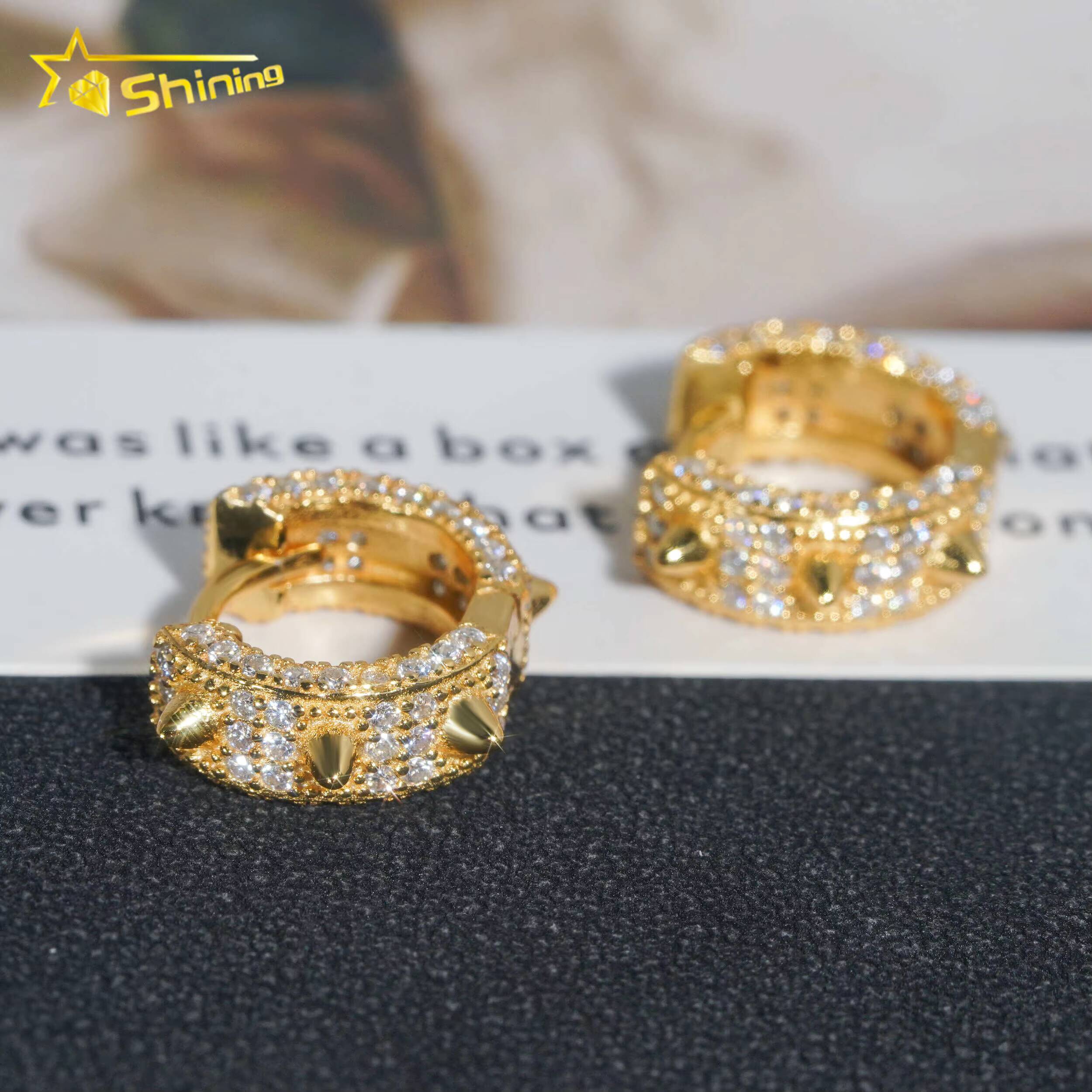 Hot Hoop Earring Fine Jewelry 925 Sterling Silver Gold Plated Iced Out VVS Diamond Moissanite Earrings