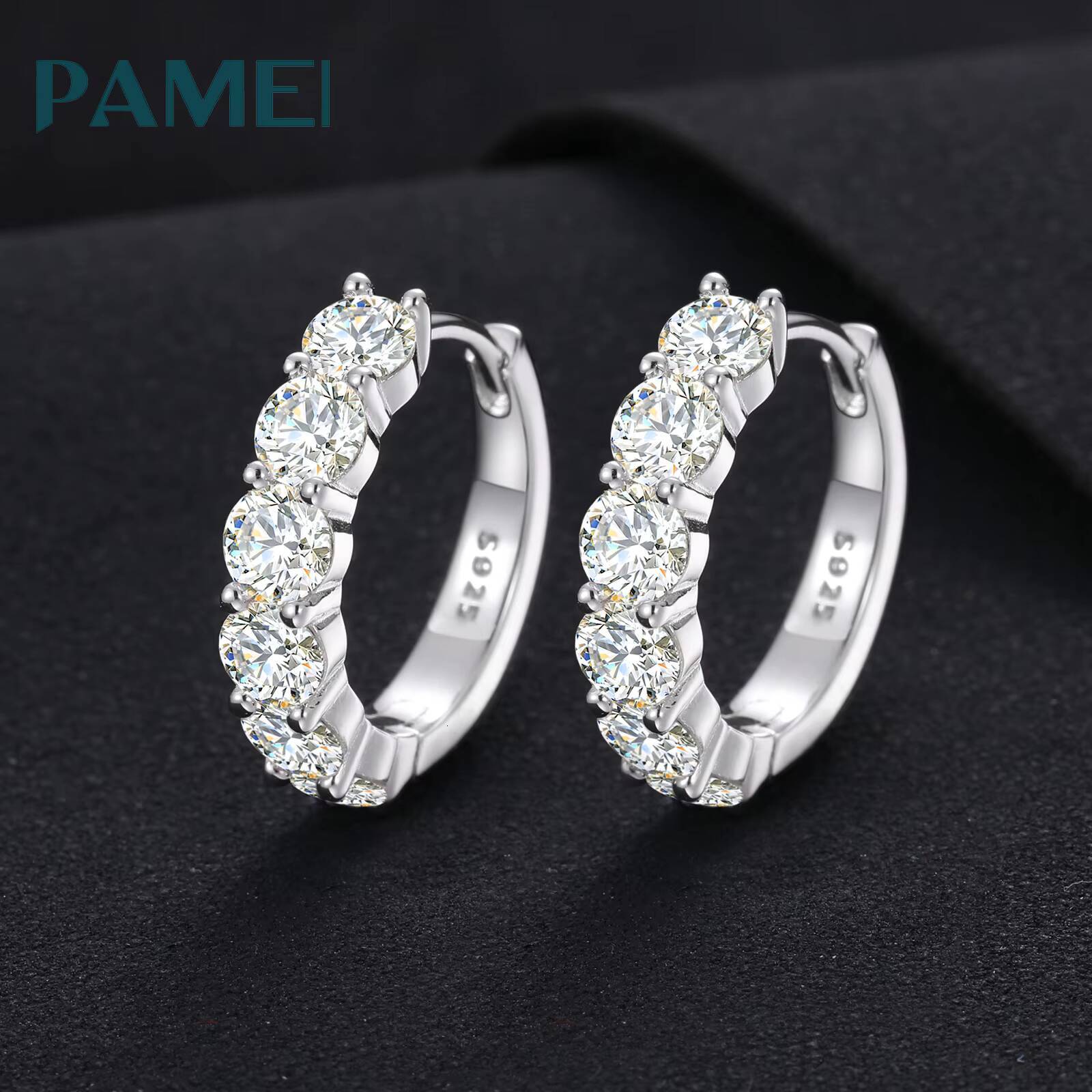 Fashion Fine Jewelry White Gold Plated 925 Sterling Silver VVS Moissanite Diamond Cuff Hoop Earrings Huggie Stud for Men Women