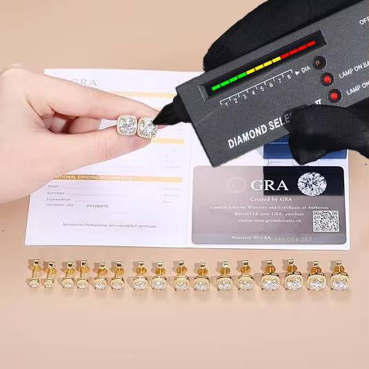 Pass Diamond Tester Screw Back Moissanite Square Halo Stud Earrings White Gold 925 Sterling Silver Fine Jewelry for Men Women