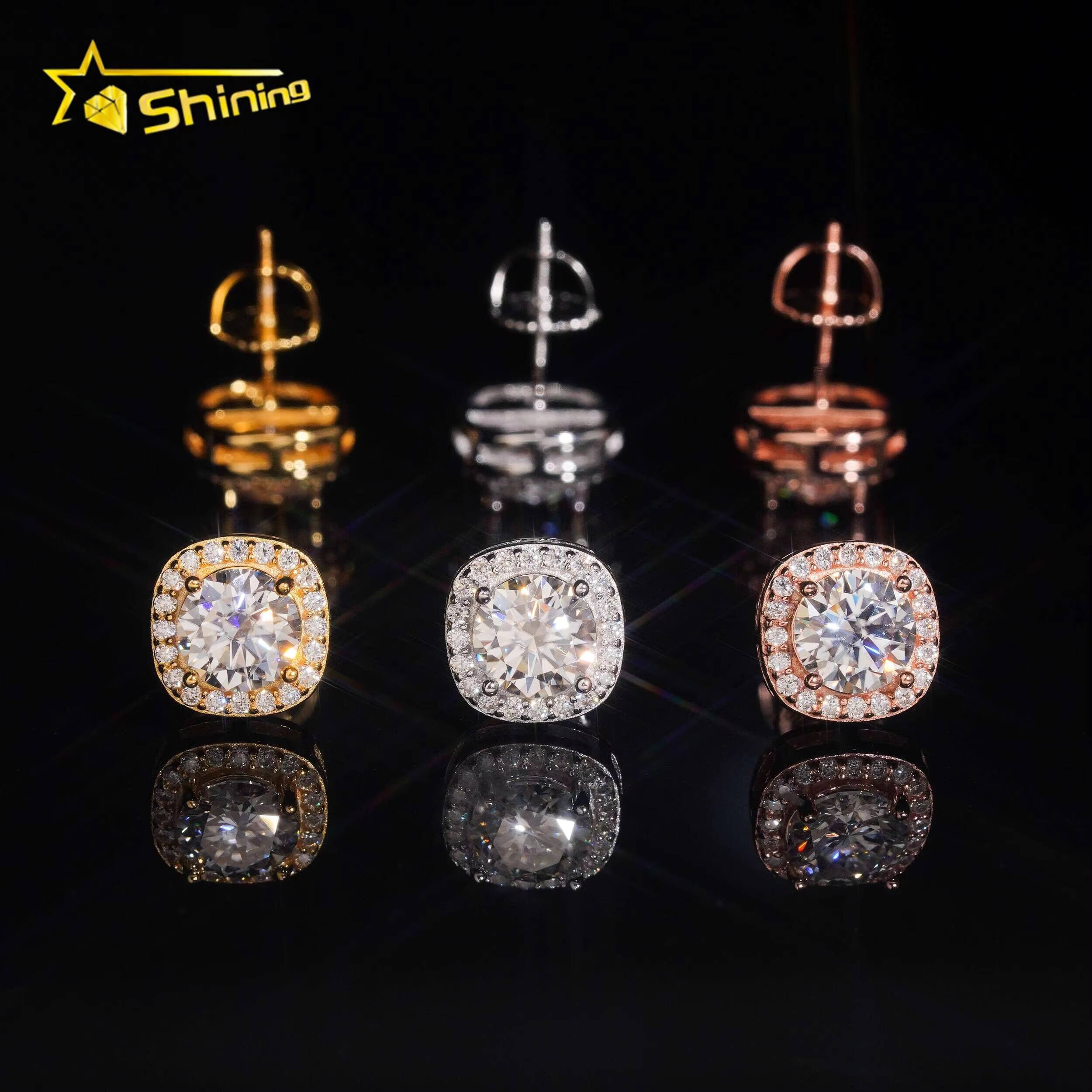 Fast Shipping Hip Hop Jewelry 925 Sterling Silver Diamond Moissanite 65mm Halo Earrings VVS Moissanite Stud Earrings