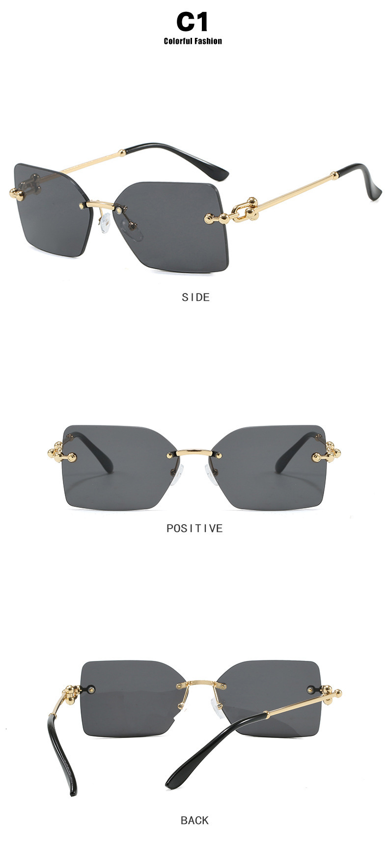New Fashion Polygonal Neutral Frameless Designer Sunglasses European And American Cross Fashion Sunglasses Outdoor Personalized Unique Sunglasses