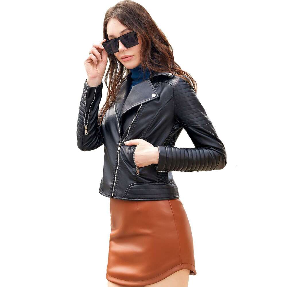 Women's Designer Jackets New Leather Jackets Slim Short Jackets 2026 Women's Long Sleeve Leather Jackets