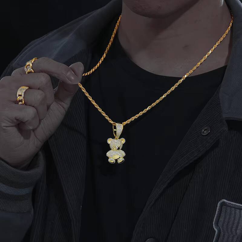 Dropshipping Pass Diamond Tester Moissanite Little Bear Pendant 925 Sterling Silver VVS Diamond Iced Out Hip Hop Cartoon Pendant