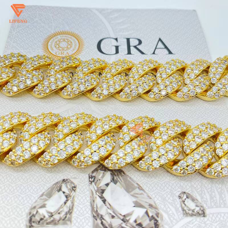 18mm Gold Plated Moissanite Miami Cuban Link Chain in Silver 925 Cuban Link Necklace Mossanite Cuban Link Chain