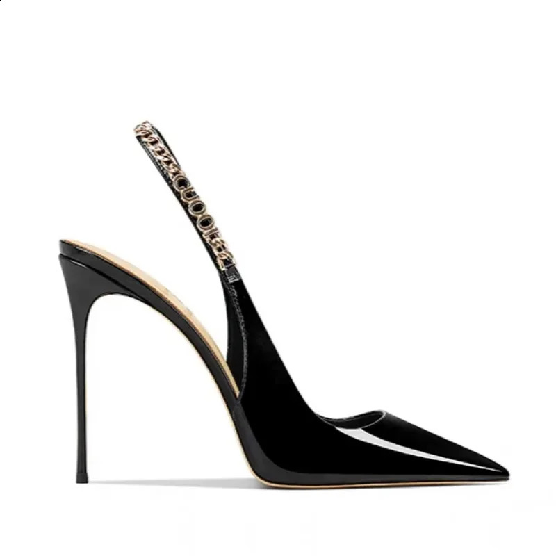 Pointed Toe High Heeled Sandals Women Sexy Slippers Woman Shoes Slingback 2025 Summer Elegant Dress Leather Shallow Pumps 260415