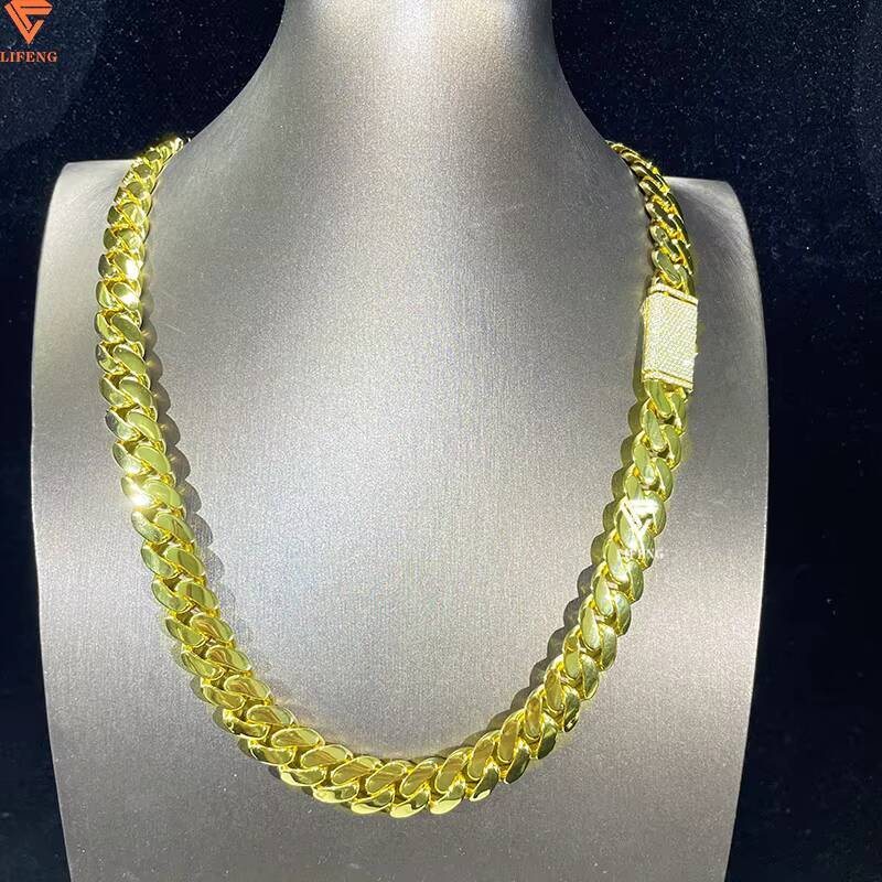 Hip Hop Men Jewelry 925 Solid Silver Vvs Moissanite Diamond Clasp 18k Pvd Gold Plated Rope Chain Necklace Cuban Link Chain