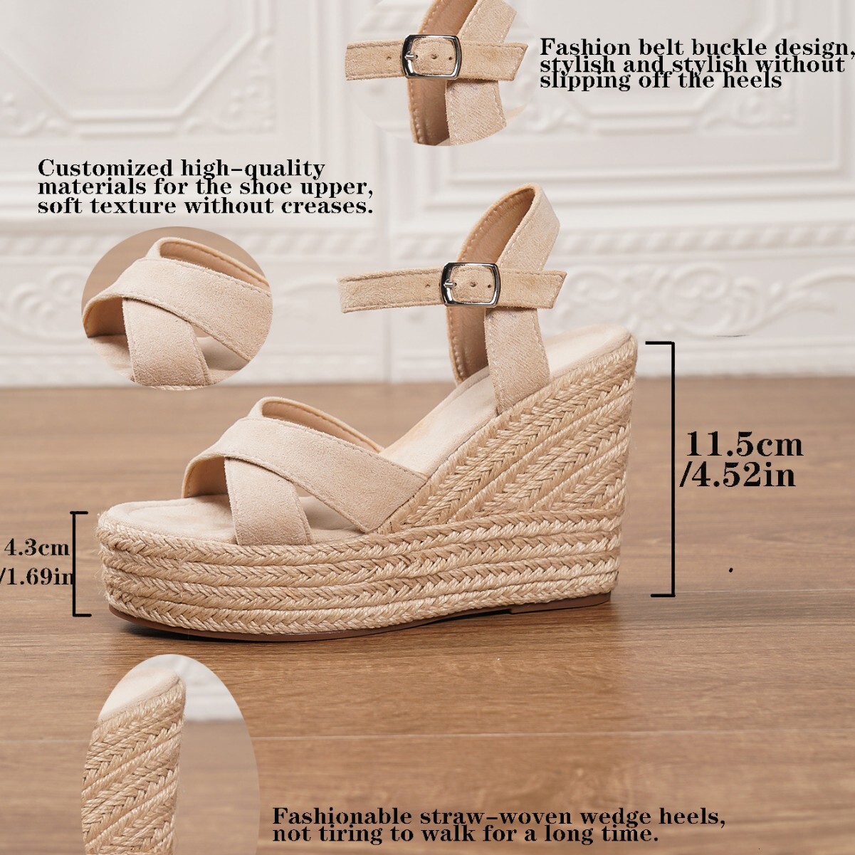 Womens Espadrille Wedge Sandals Multi Color Crisscross Strap Platform Summer Shoes With Ankle Buckle For Beach Vacation And Casual Wear