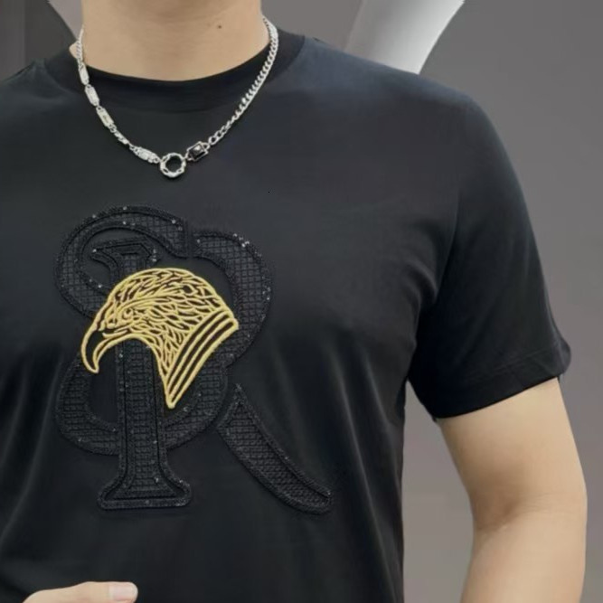 Summer Embroidery Hot Stamping Designer T-shirt Luxury Slim Fit Round Neck Short Sleeved Top Color Outdoor Sports Casual Basic Base Shirt Business Men