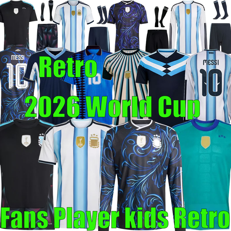 2026 World Cup Argentinas jersey MESSlS Long sleeves kit soccer Jerseys Retro 78 86 94 96 98 10 14 GARNACHO DE PAUL Football Shirts Men DI Maria Kids Goalkeeper training