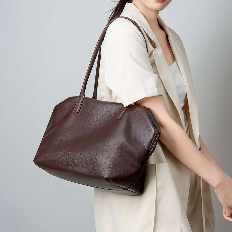 Women Large Capacity New Tote Bag Genuine Cowhide Leather Luxury Shoulder Bag Casual Commute High End Underarm Bag Fashion All Match Handbag SENYY