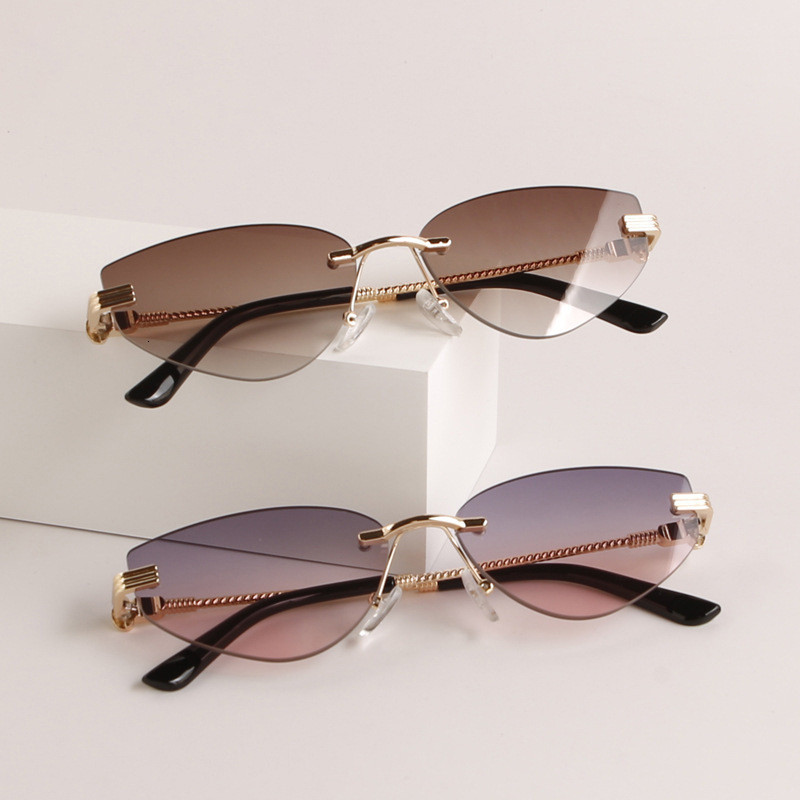 New Cross-border Metal Frameless Women's Designer Sunglasses With European And American Styles Fashionable And Unique Men's Outdoor UV Resis